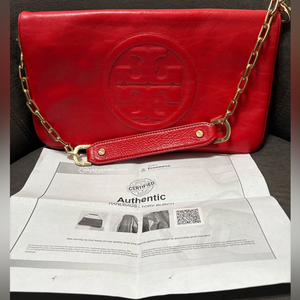 Tory Burch red shoulder bag with COA
